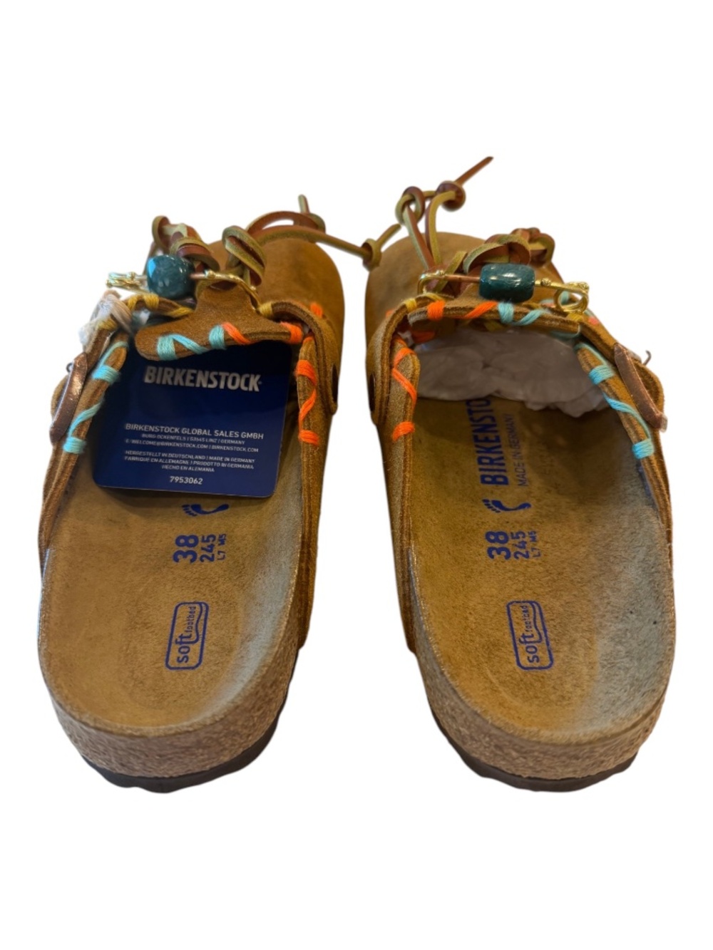 NWT Giovanni Gerosa Birkenstock Clogs in Cognac Size 38 Narrow - Picture 9 of 10